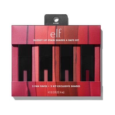 Glossy Lip Stain Shades 4 Days Kit, e.l.f. Glossy Lip Stain 4 Days Lip Kit